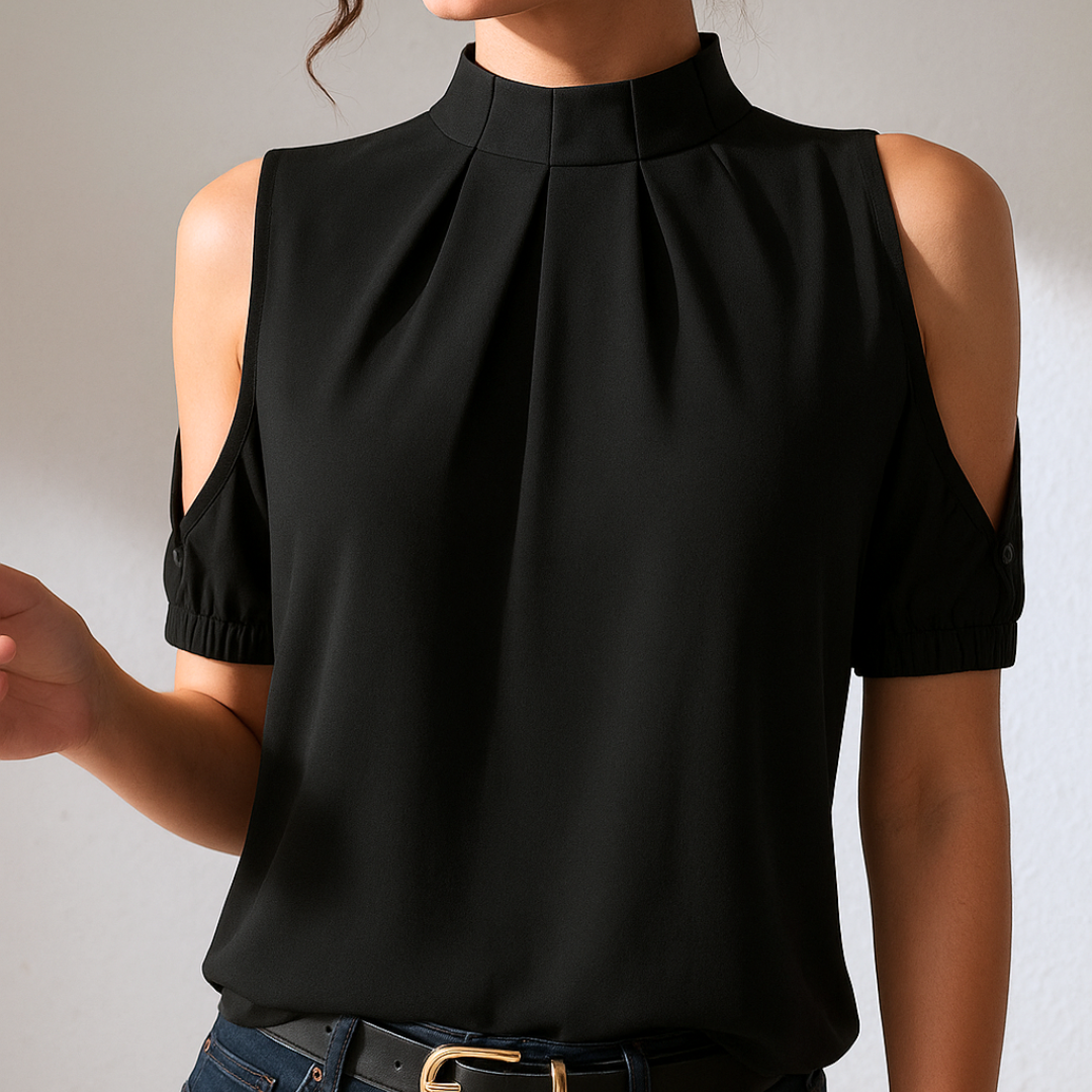 Amélie | Blouse noire à manches fendues