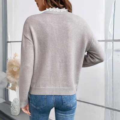 Céline | Pull chic à col dentelle