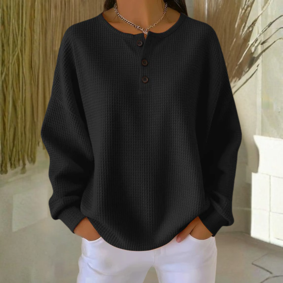 Clara | Haut Henley texturé